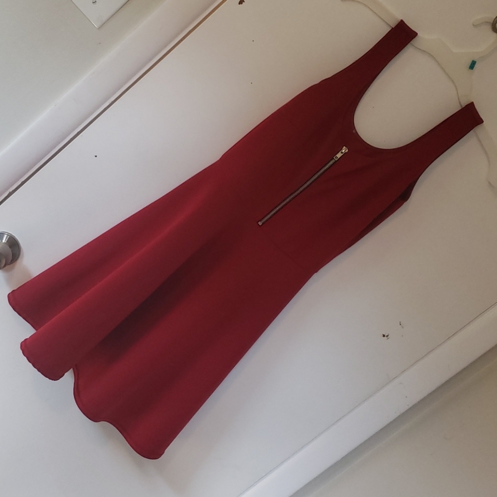Red cocktail zipper dress